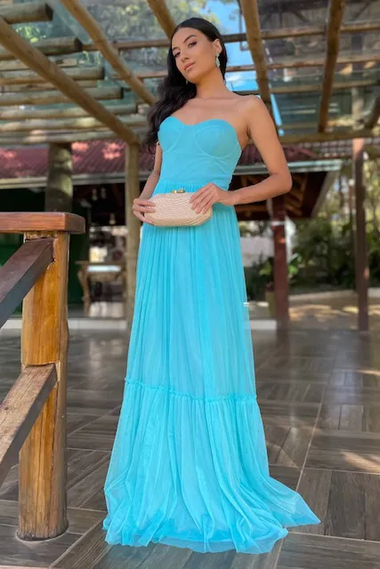 vestido de formatura azul